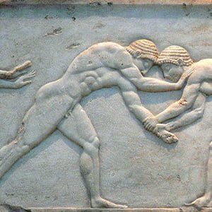 Carving of two wrestlers - Health and Fitness History