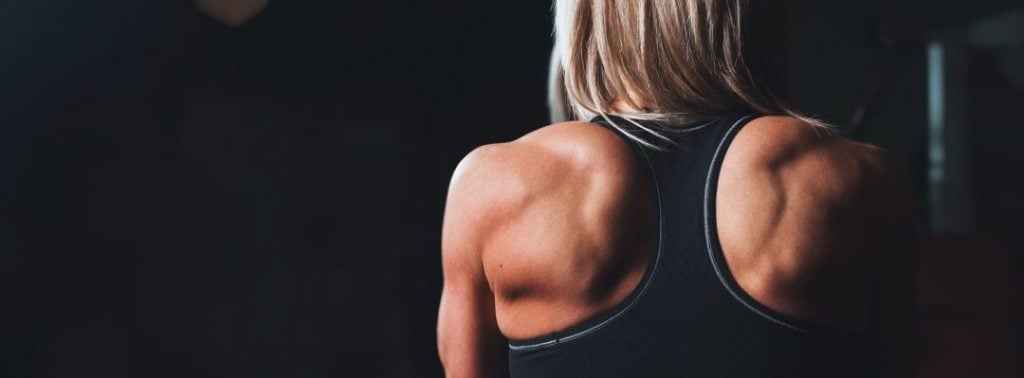 Closeup of a woman's muscular shoulders